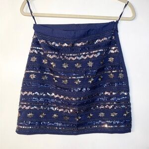 Navy Blue Sequin Skirt